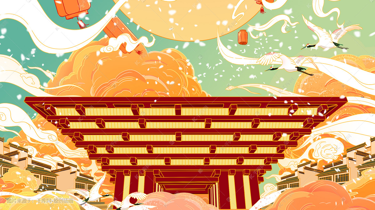 中国风古风工笔国潮国风大气背景中国馆
