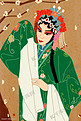复古中国风传统文化戏曲人物绿衣拂袖