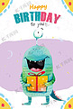 Q版小恐龙小怪兽卡通生日