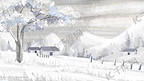 冬季雪景风景手绘