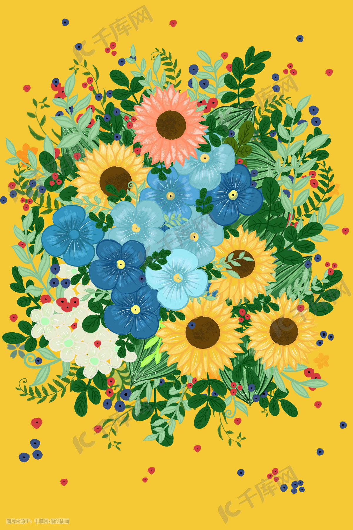 彩色花簇花团素材免费下载 - 觅知网