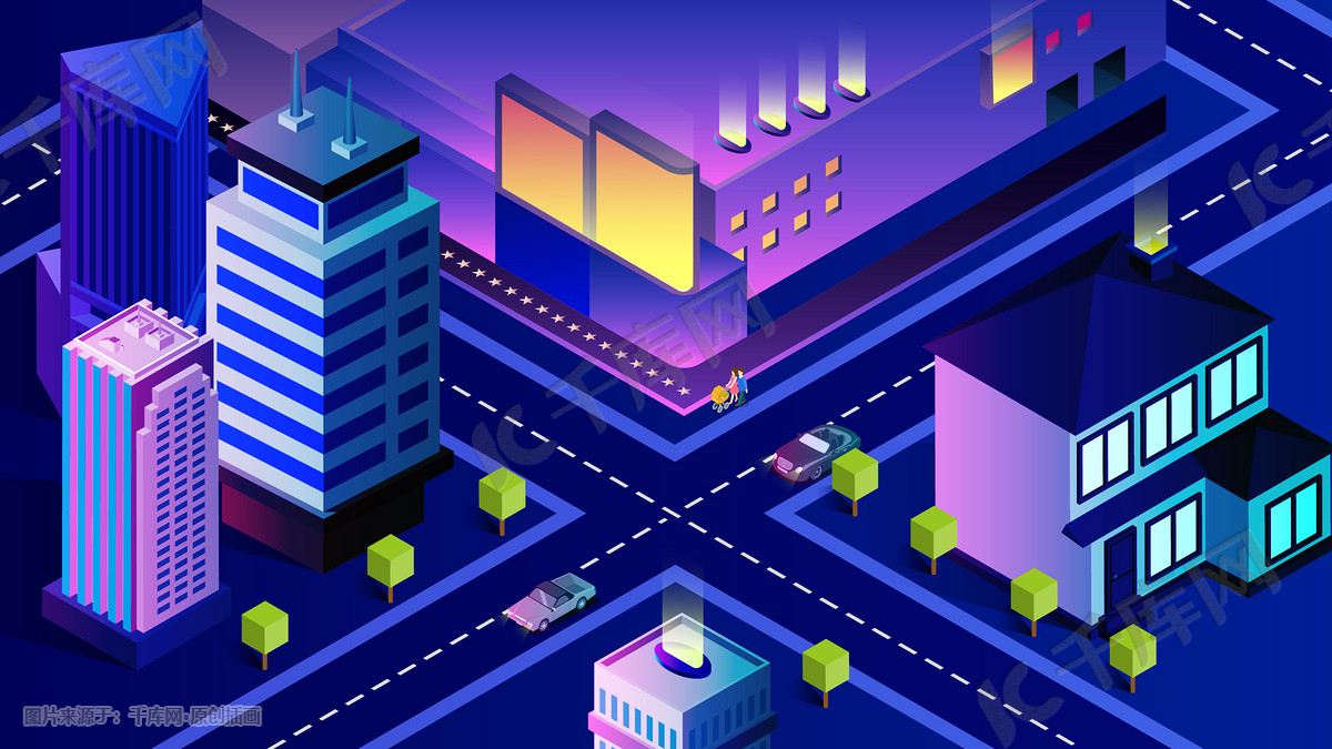 2.5d生活城市街道插画