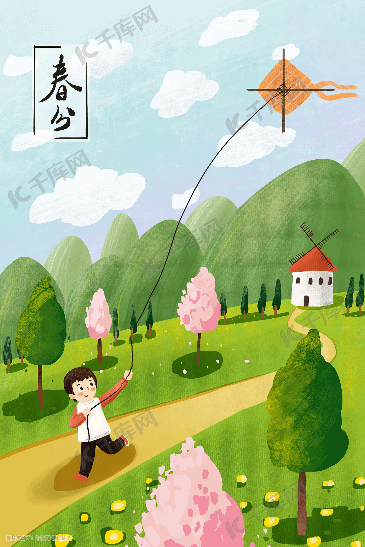 放风筝的男孩设计图__儿童幼儿_人物图库_设计图库_昵图网nipic.com
