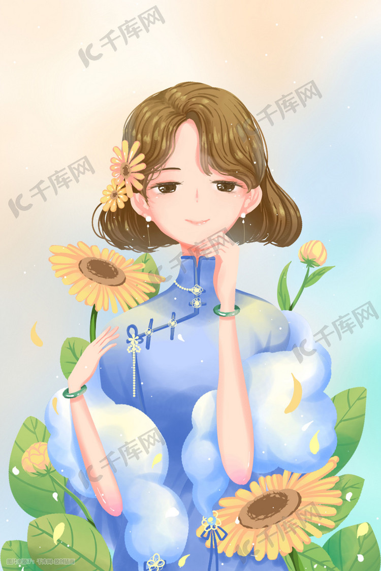 女王节女生节唯美卡通治愈小清新节日插画