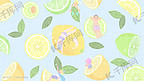 冷色调卡通小清新简约创意水果柠檬小人