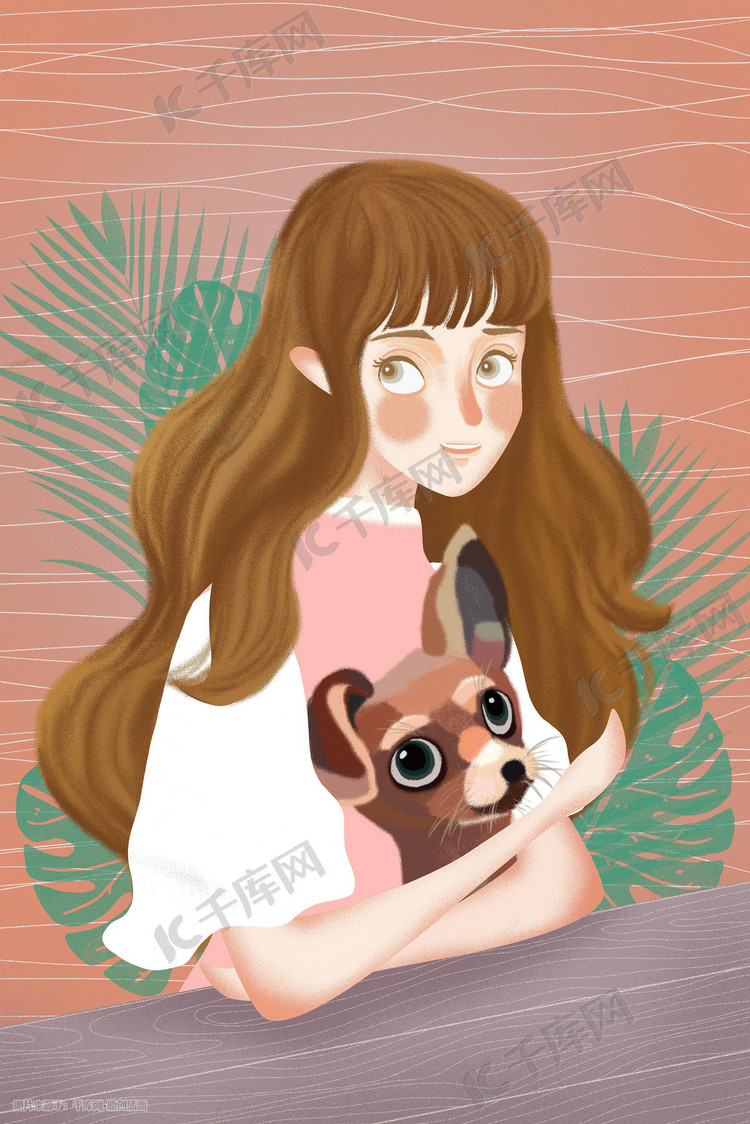 人与动物唯美插画