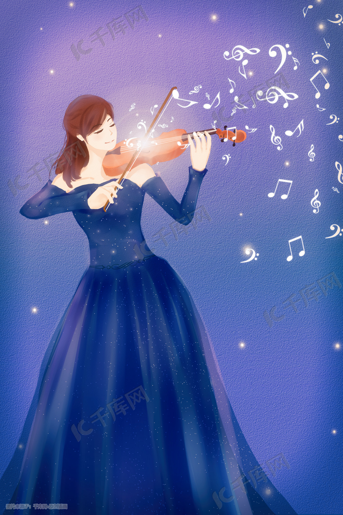 拉小提琴的女孩|插画|儿童插画|大脸喵Melodie - 原创作品 - 站酷 (ZCOOL)