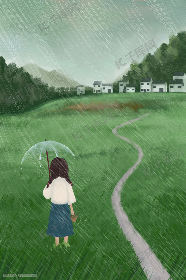 二十四节气之小雨插画