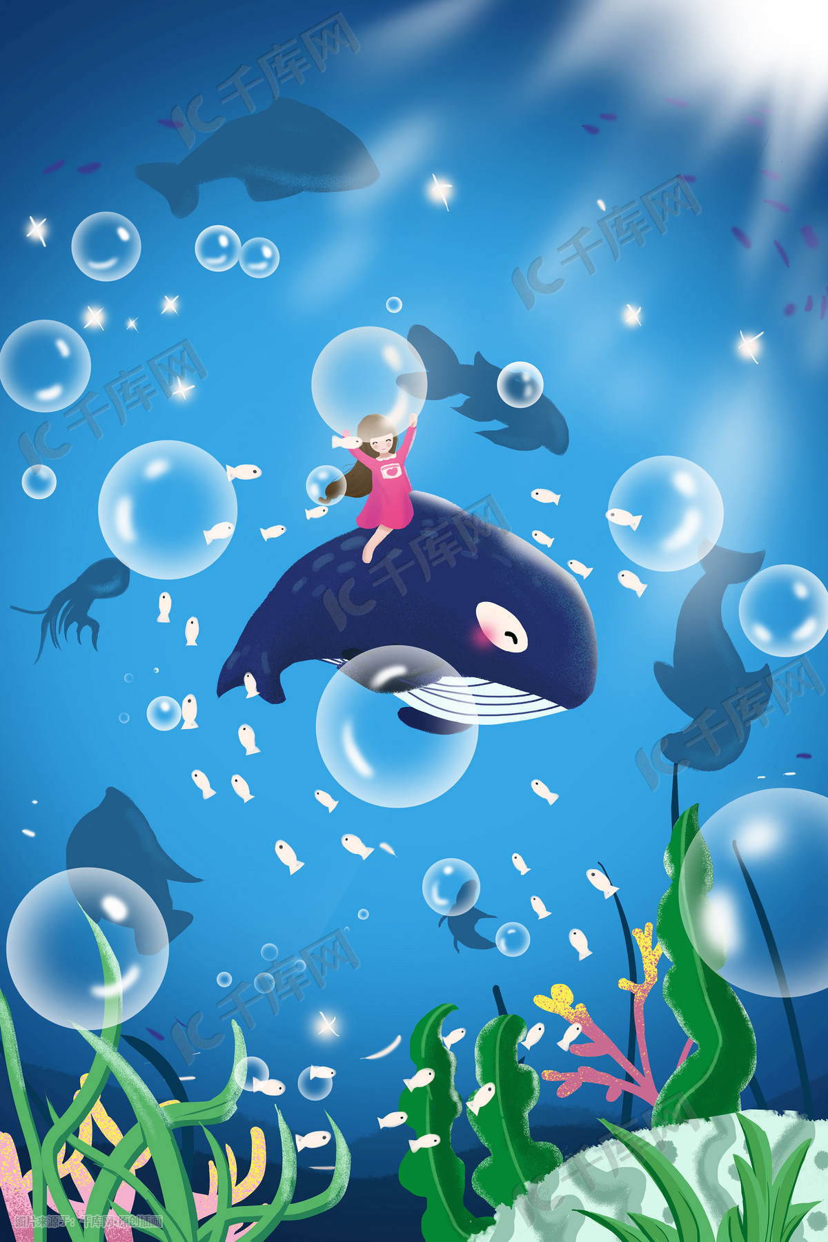 鲸鱼海报|插画|插画习作|JOY_77 - 原创作品 - 站酷 (ZCOOL)