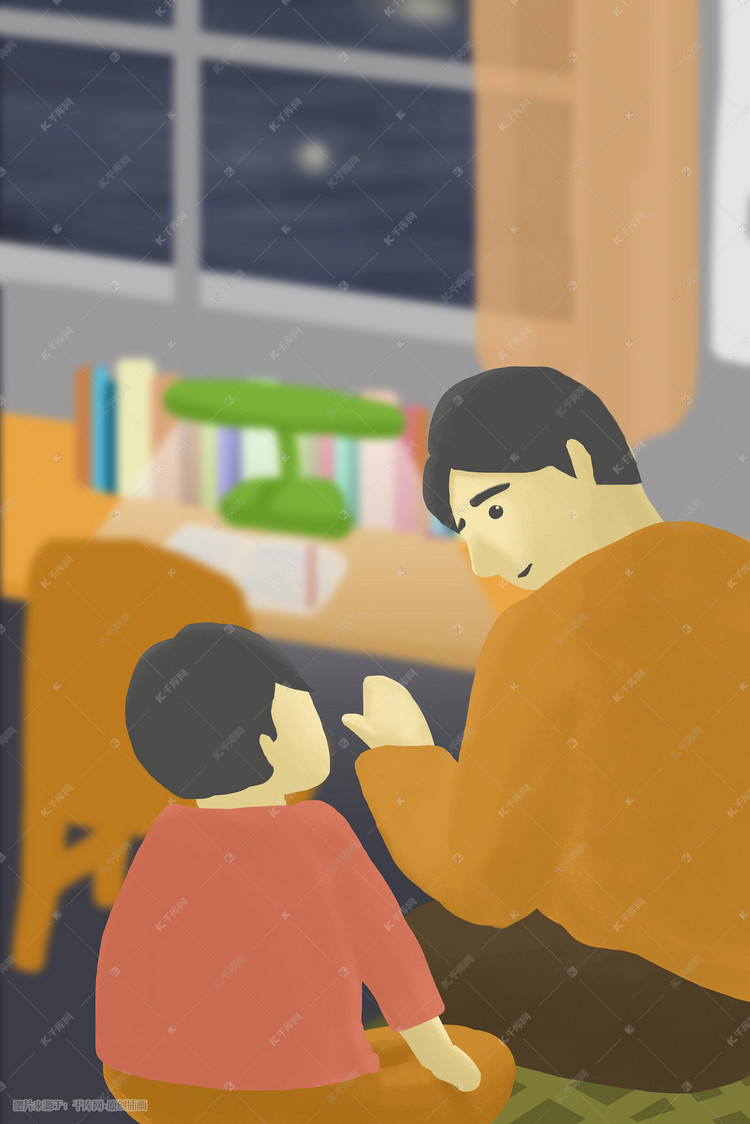 父亲教导儿子做功课