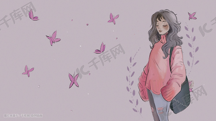 妇女节手绘小清新插画