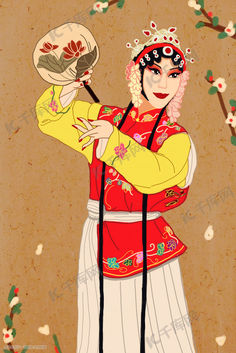 复古中国风传统文化戏曲人物扇舞