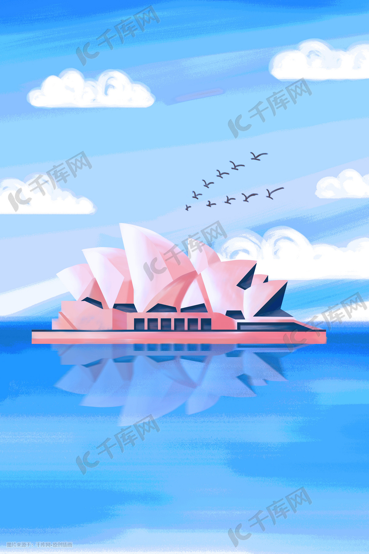 复刻经典，悉尼歌剧院手绘。_山水之间手绘图像-站酷ZCOOL