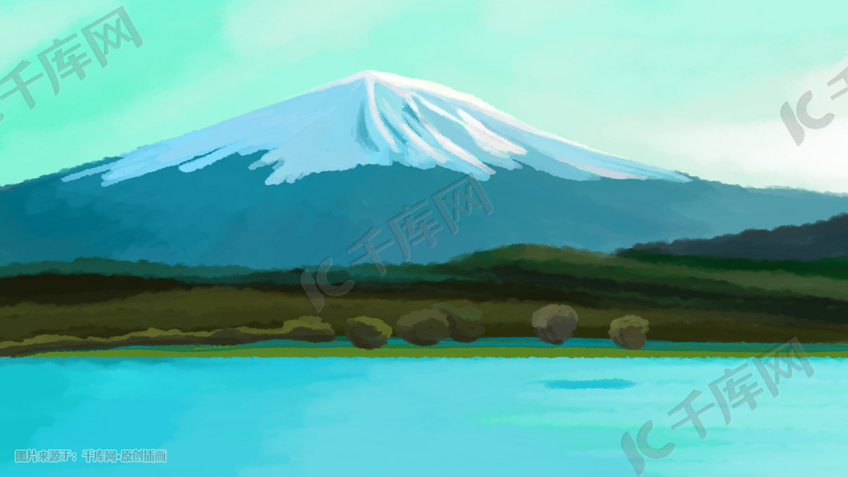 景点秋叶与富士山插画图片 千库网 插画id 8022
