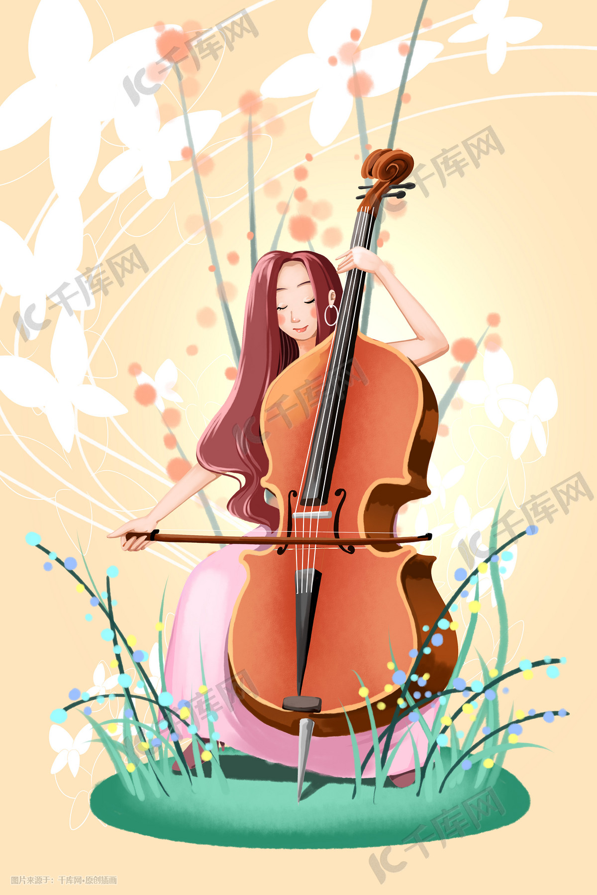 拉大提琴的女孩|插画|儿童插画|野生大胖墩 - 原创作品 - 站酷 (ZCOOL)