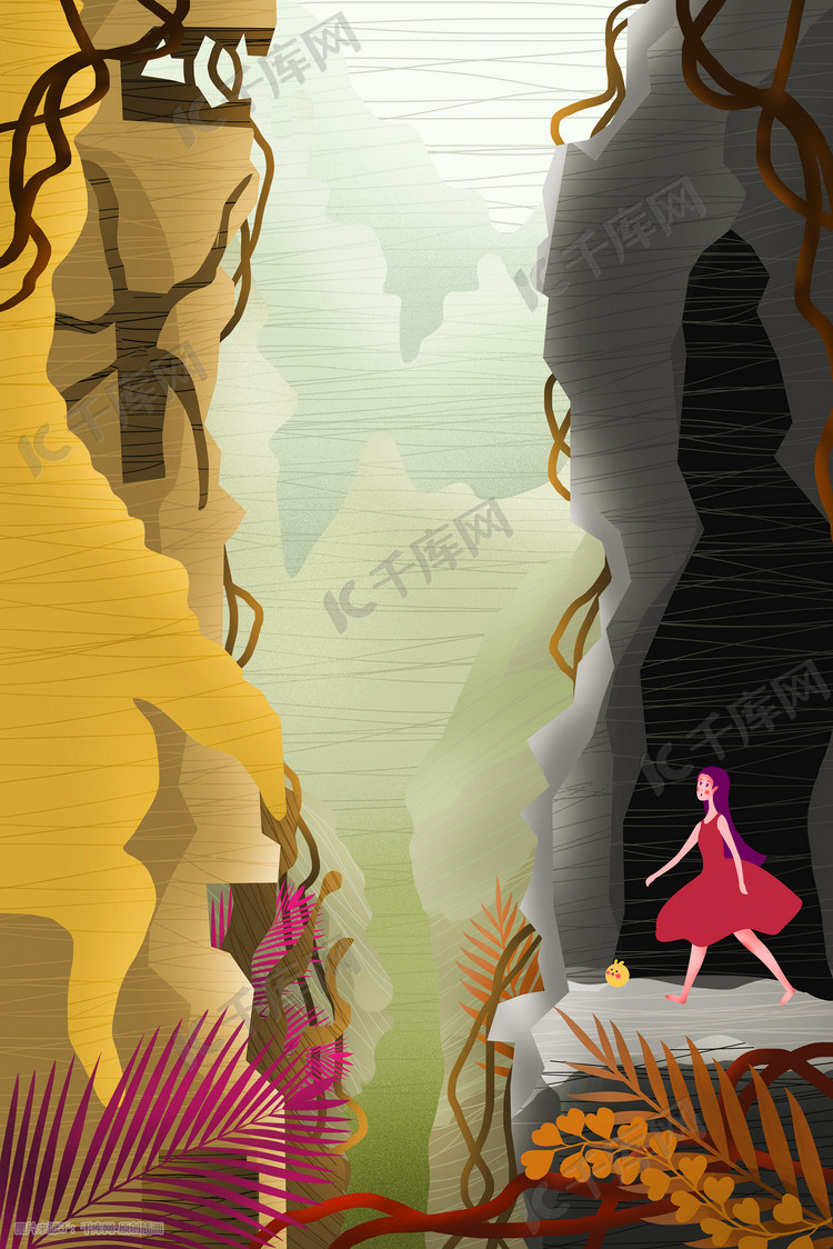 探险少女的神秘峡谷之旅