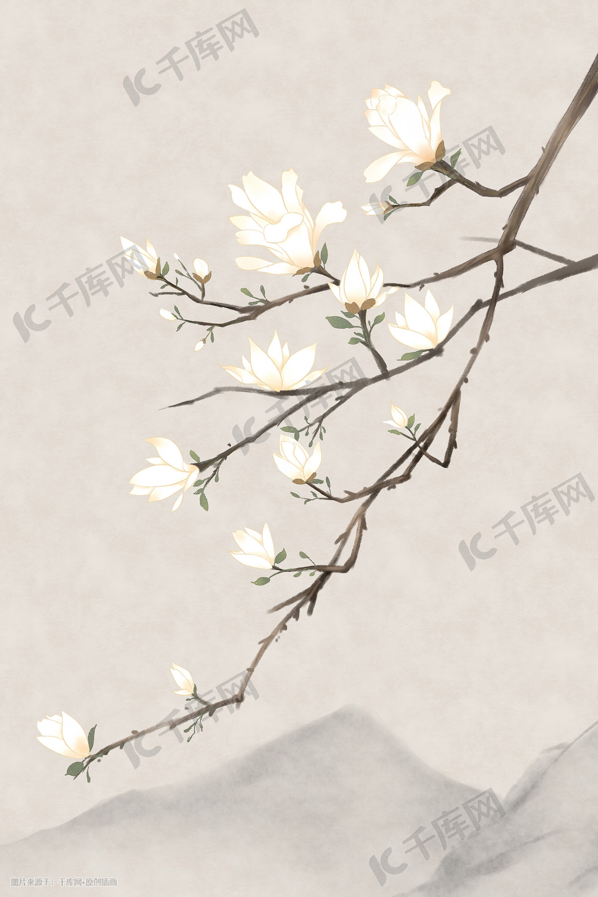 复古中国风牡丹花装饰图片素材免费下载 - 觅知网