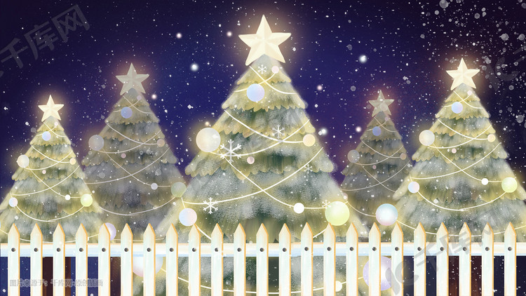 圣诞节圣诞圣诞树夜晚唯美治愈星空星星背景