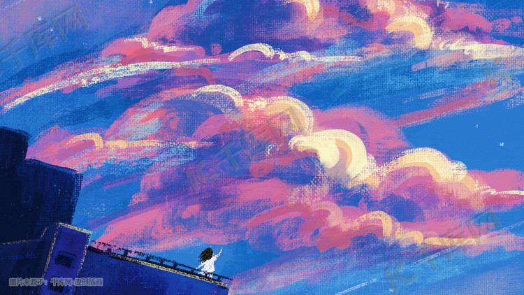 油画背景唯美治愈天空云手绘