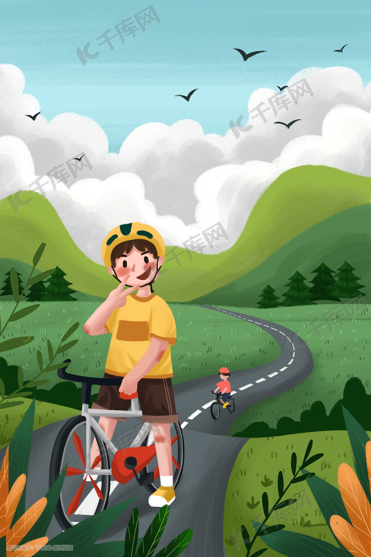 骑自行车的男孩设计图__卡通设计_广告设计_设计图库_昵图网nipic.com