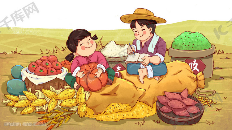 六一儿童节粮食农产品节约粮食节约丰收秋天秋收小麦