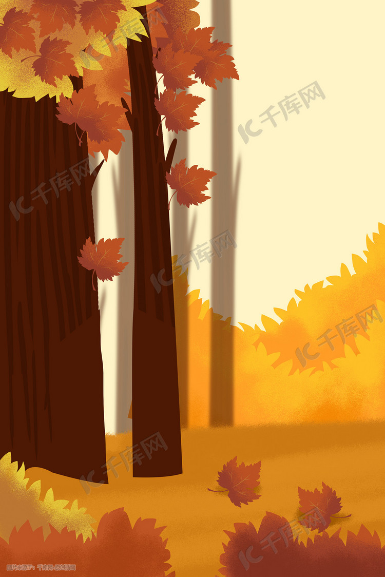 棕色系唯美秋季秋天秋树木树叶枫叶背景