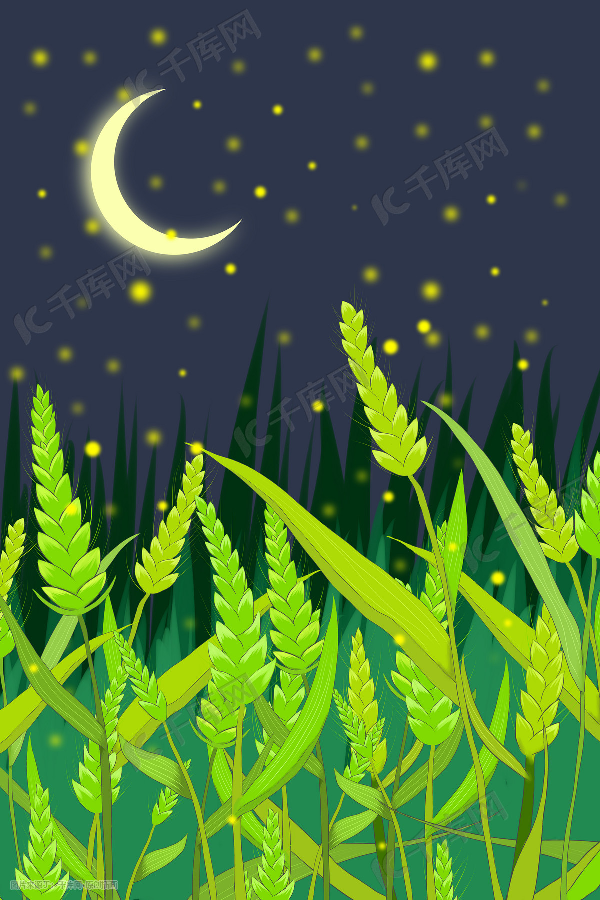 24节气小满夏夜风景插画图片 千库网 插画id 24节气小满夏夜风景插画图片 千库网 插画id