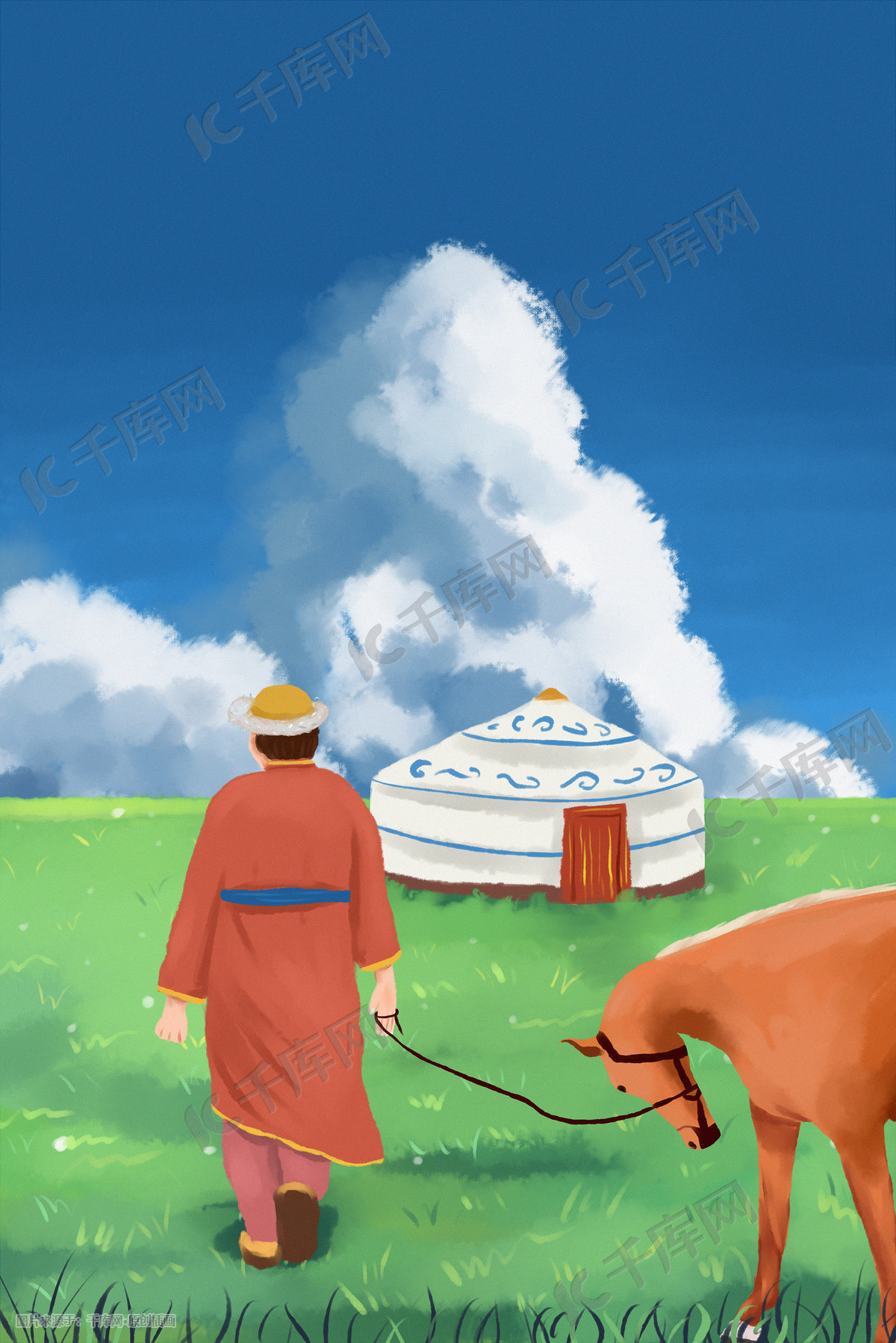 卡通旅游季内蒙古旅游旅行插画素材免费下载 - 觅知网