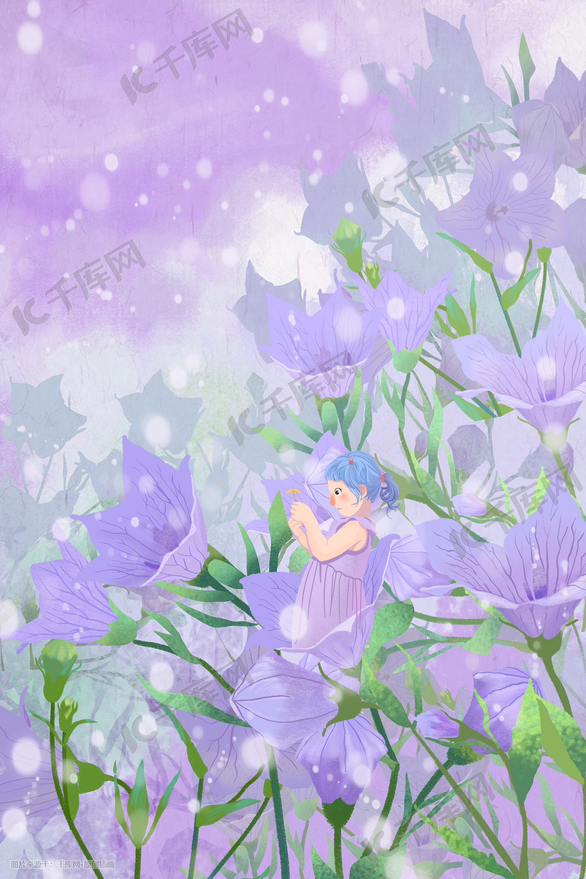 六月你好紫色肌理唯美浪漫桔梗花精灵插画图片 千库网 插画id 六月你好紫色肌理唯美浪漫桔梗花精灵插画图片 千库网 插画id