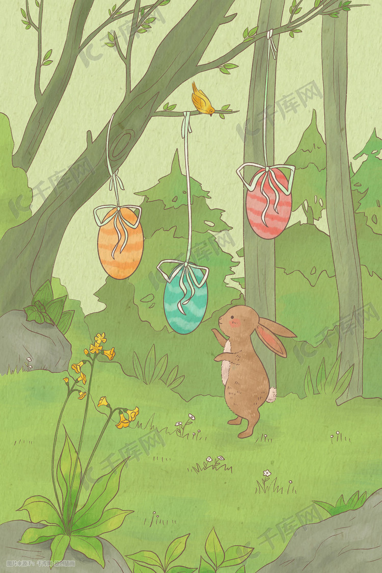可爱复活节兔子和彩蛋