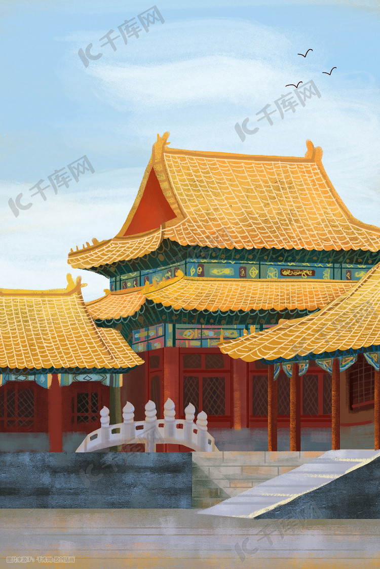 国潮中国风复古故宫地标建筑北京