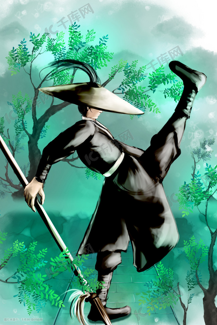 千库插画频道为武侠古装男子仙侠古风场景插图提供免费下载的机会
