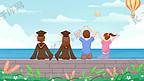 毕业季学生绿色海边看海青年节男生女生海边高考
