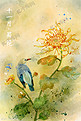 水彩花鸟画十一月花信十一月-菊花
