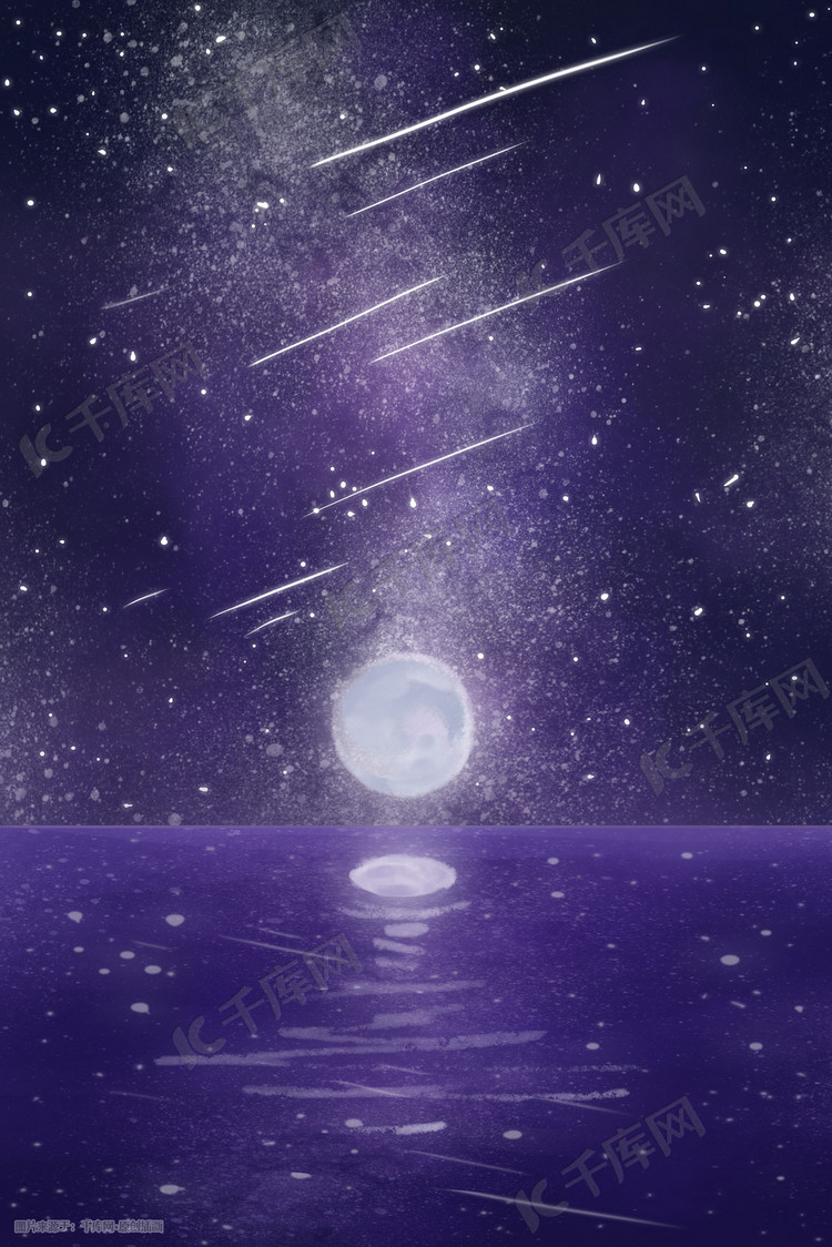 紫色手绘星空背景插画