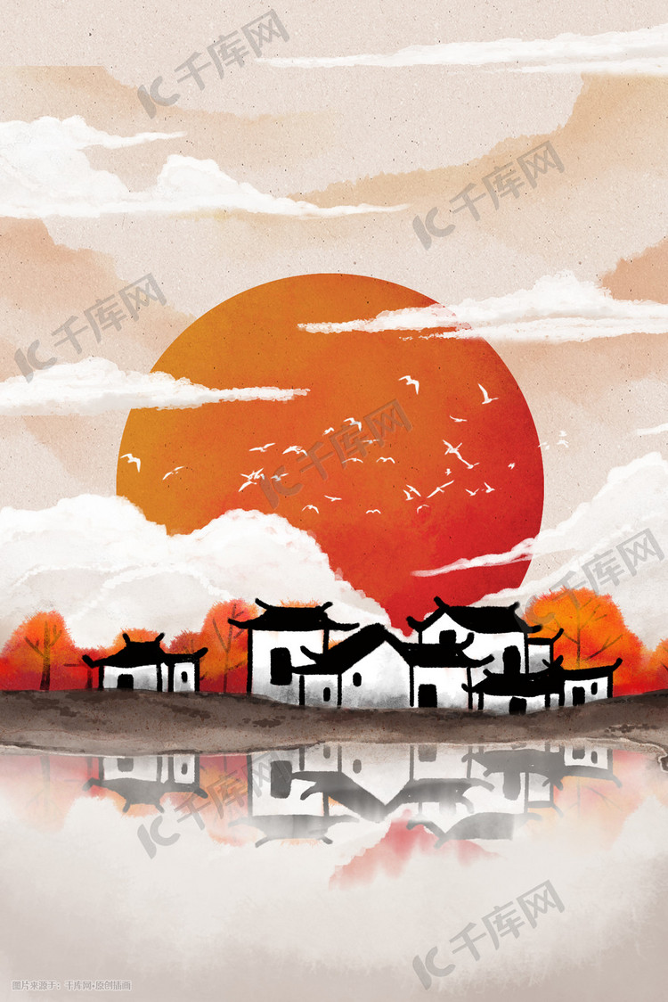 中国水墨手绘背景