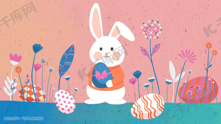 可爱复活节兔子和彩蛋