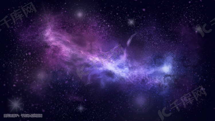 紫色手绘唯美星空背景插画