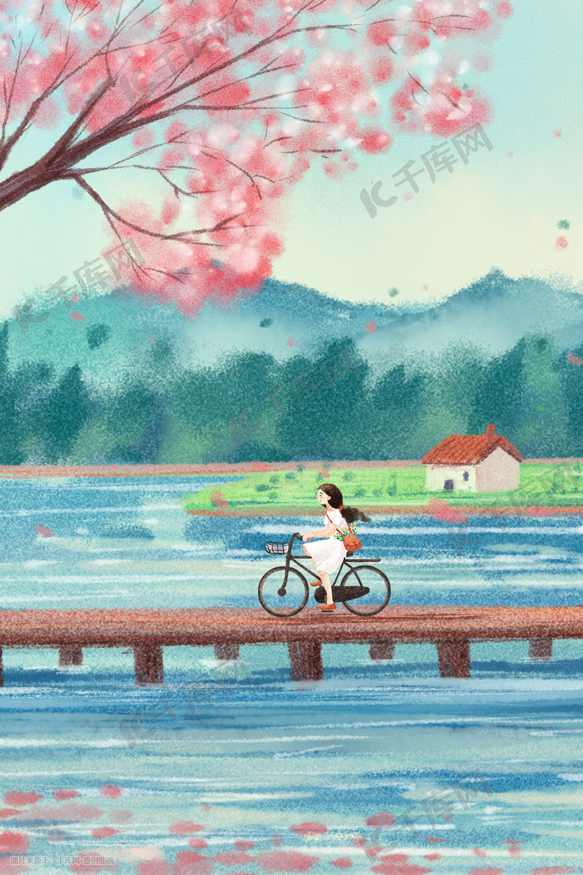 水彩风景之春天樱花湖水风景背景插画图片 千库网 插画id 水彩风景之春天樱花湖水风景背景插画图片 千库网 插画id
