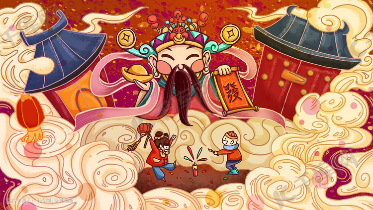 新年春节手绘庆贺新年春节海报