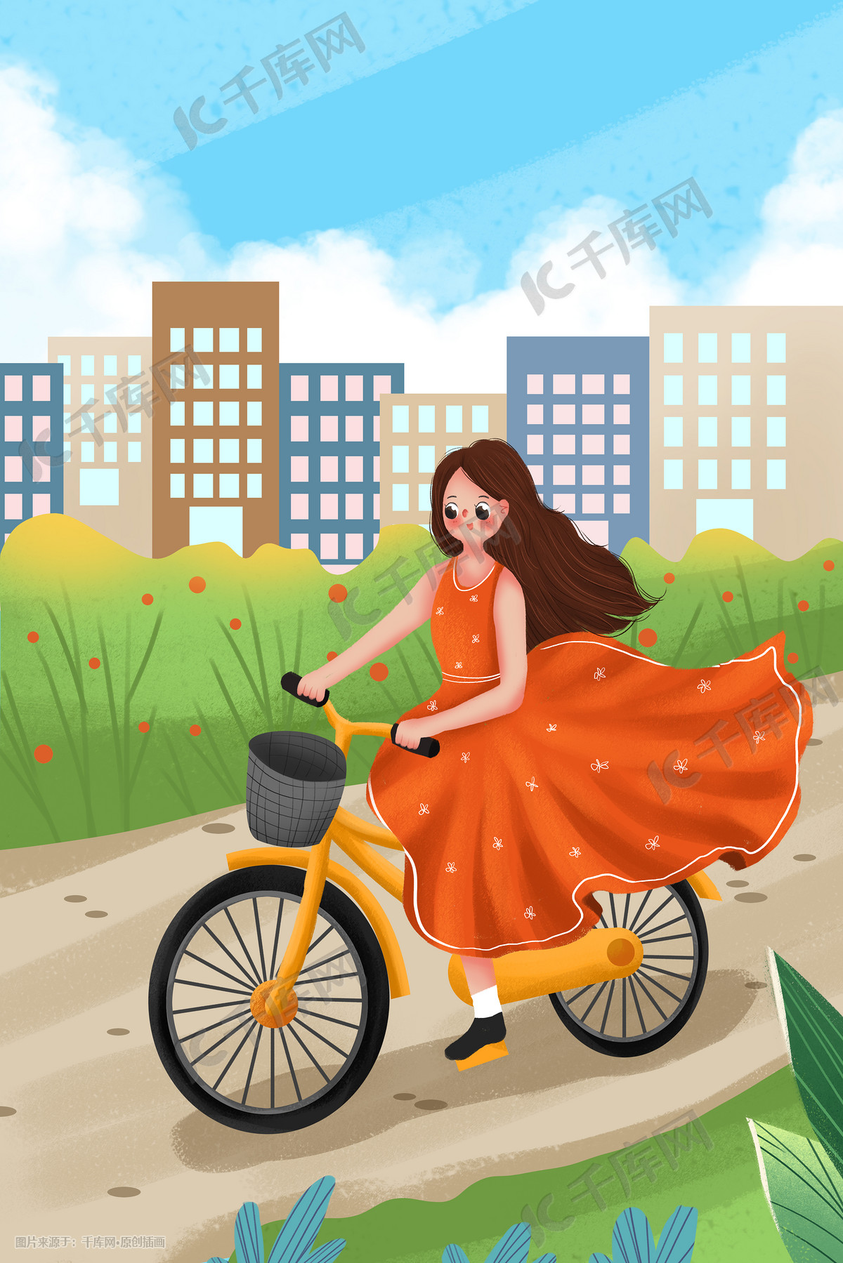 骑单车的女孩|插画|创作习作|LKS2136 - 原创作品 - 站酷 (ZCOOL)