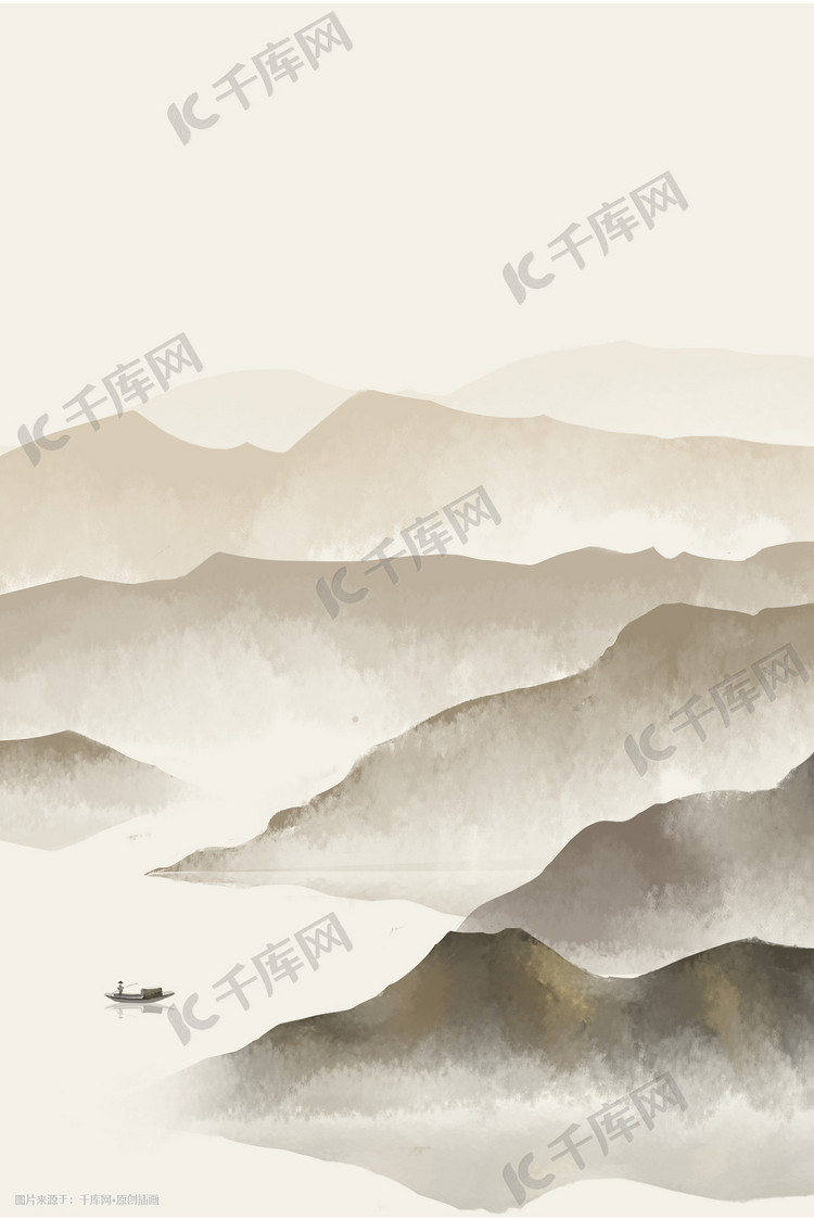 中国风黄昏山水图