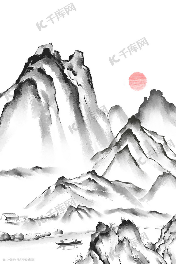 大政穂積 伊予路の旅展 銅山川の水墨画です まちがい
