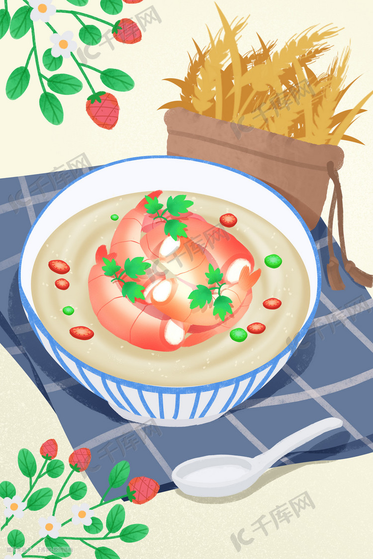美食海鲜龙虾小麦粥