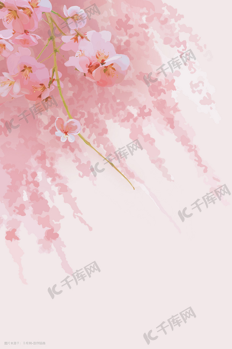粉色系中国风治愈唯美花卉桃花花朵背景