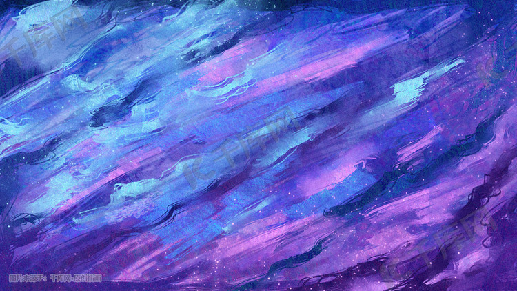 蓝色紫色渐变抽象水彩油画风格图案
