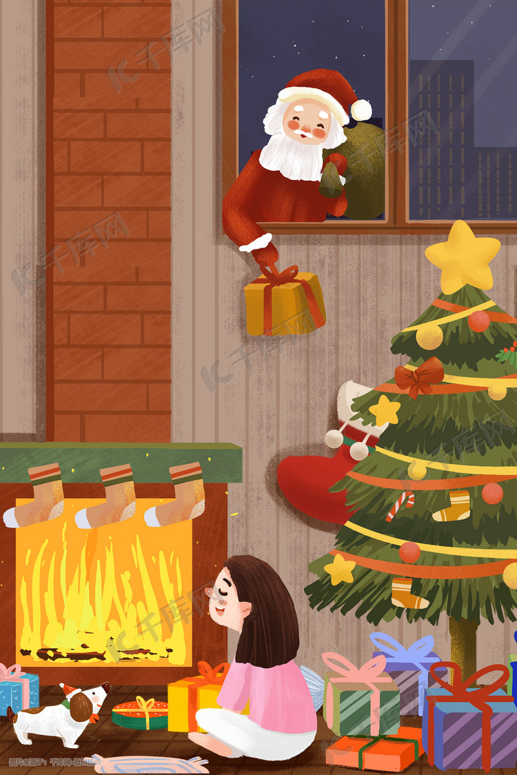 圣诞节圣诞主题围炉上烤火等圣诞礼物圣诞