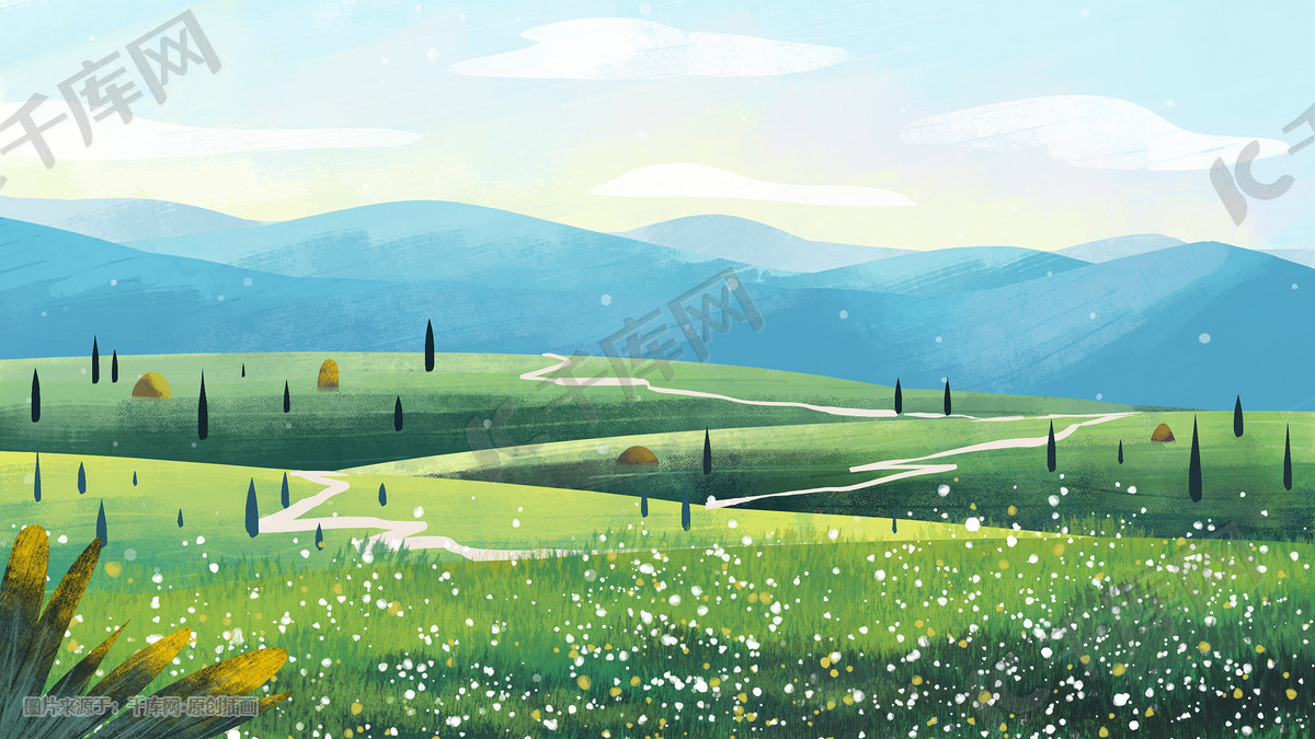 初夏郊外风景绿地蓝天白云插画图片 千库网 插画id 初夏郊外风景绿地蓝天白云插画图片 千库网 插画id