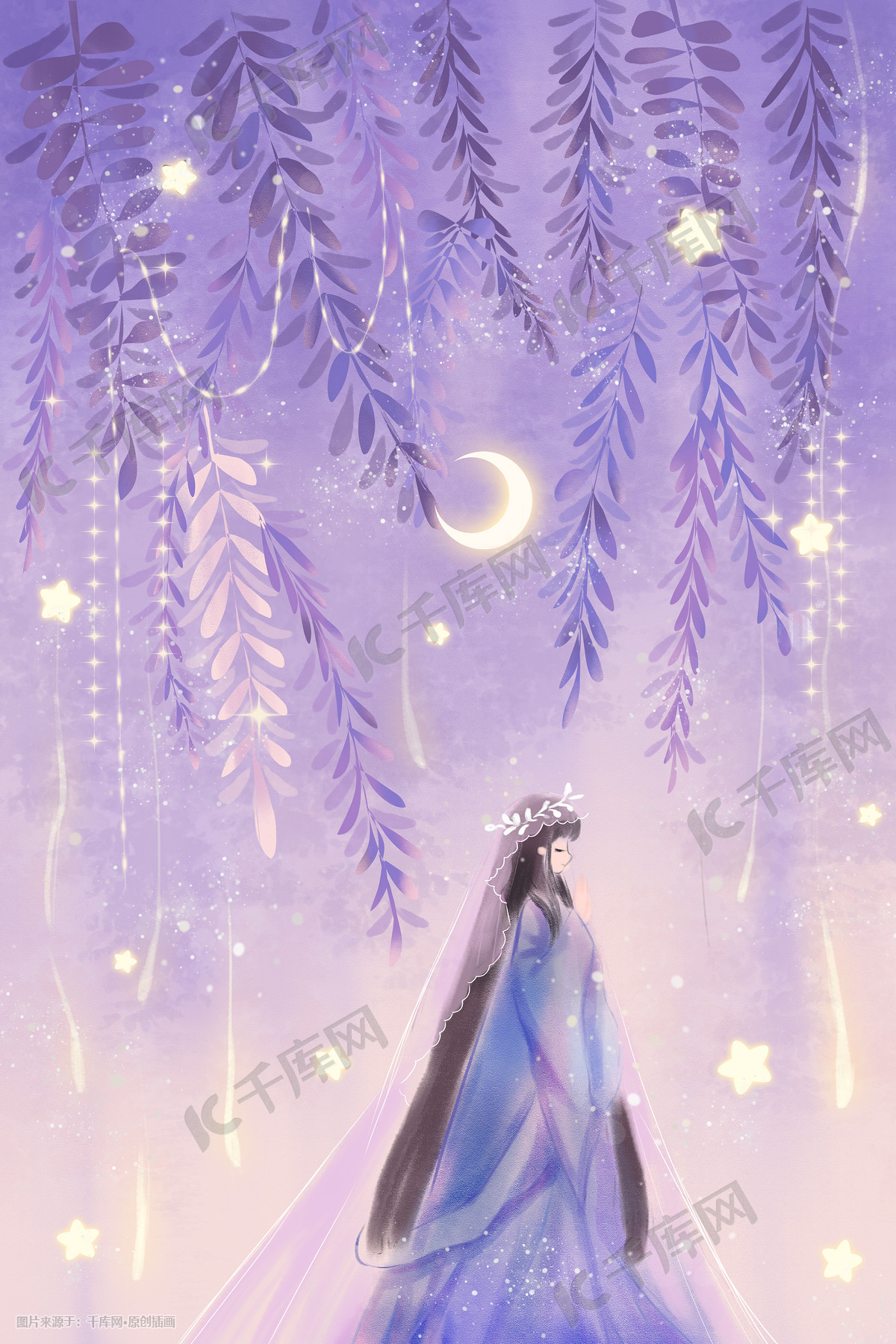 妇女节古风国风紫藤花下唯美祈愿治愈紫色背景插画图片 千库网 插画id 妇女节古风国风紫藤花下唯美祈愿治愈紫色背景插画图片 千库网 插画id