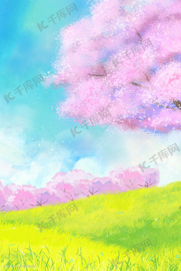 樱花树下美景如画